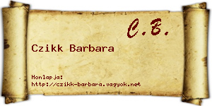 Czikk Barbara névjegykártya